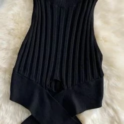 Reve Doll Essentials Jessica Bara Frankie Knit High Neck Crop Top