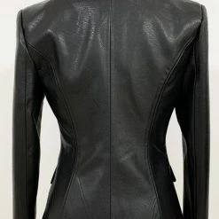 Jessica Bara Bonnie Leather Button Blazer