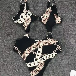 Poolside Essentials Jessica Bara Leshley Chain Print One Piece Swimsuit