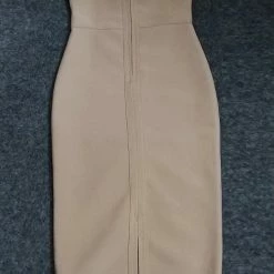 Jessica Bara Liza Strapless Crystal Beaded Midi Dress Influencer Style