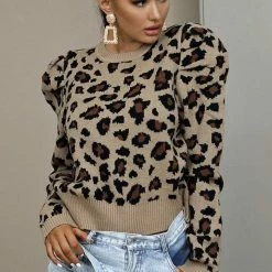 Jessica Bara Kendall Leopard Puff Sleeve Sweater Reve Doll Essentials
