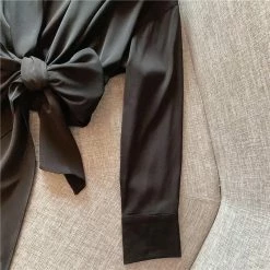 Jessica Bara Brodie Long Sleeve Bowknot Crop Top Reve Doll Essentials