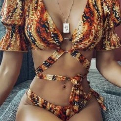 Jessica Bara Viva Short Sleeve Printed Bikini Set Poolside Essentials