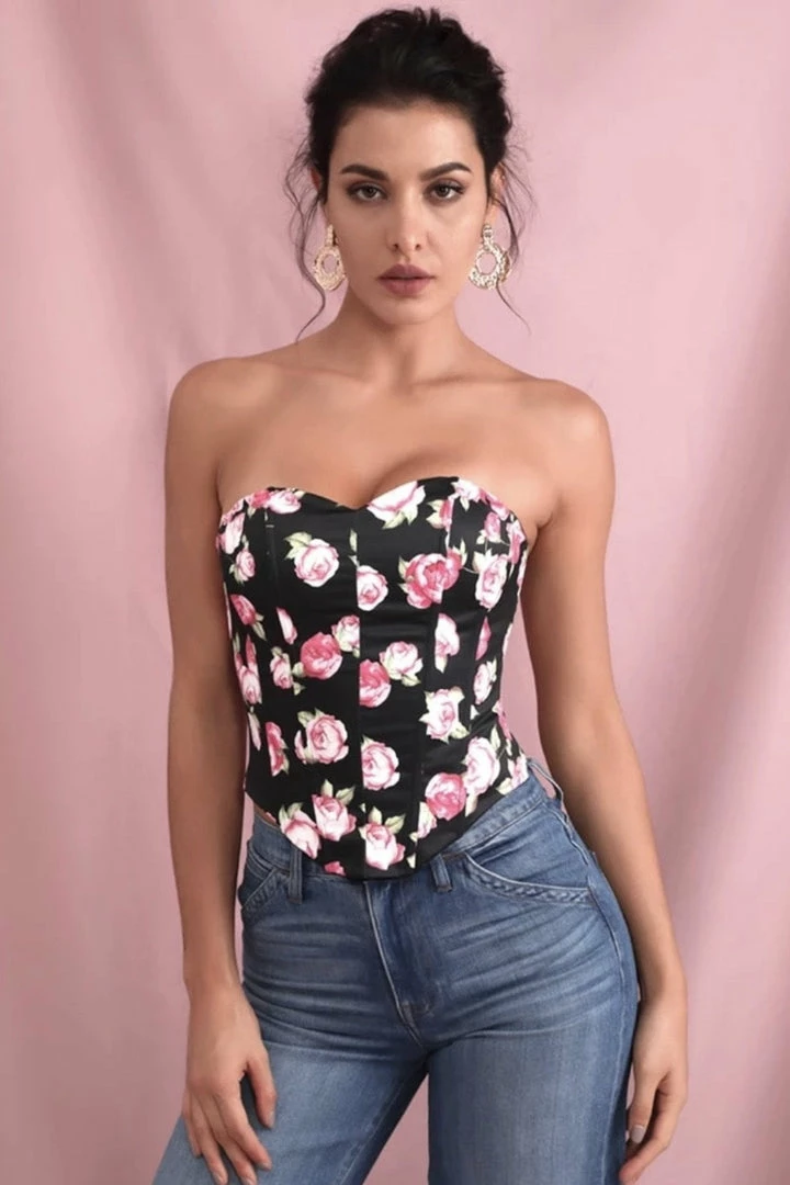 Summer Lovin' Jessica Bara Devyn Strapless Floral Corset Top
