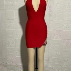 Birthday Suit Jessica Bara Svetlana Crystal V Neck Mini Dress