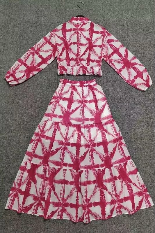 Summer Lovin' Jessica Bara Maura Long Sleeve Top And Maxi Skirt Two Piece Set