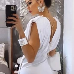 Jessica Bara Venice Sleeveless Backless Chain Maxi Dress