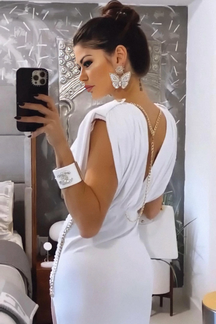 Jessica Bara Venice Sleeveless Backless Chain Maxi Dress