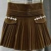 Reve Doll Essentials Jessica Bara Reena Suede Pleated Crystal Mini Skirt