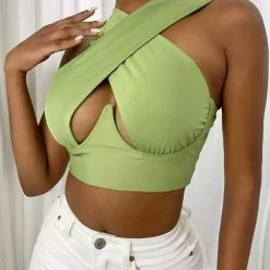 Jessica Bara Indigo Criss Cross Crop Top