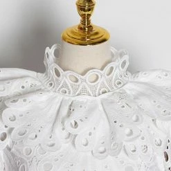 Jessica Bara Adelaide Long Sleeve Embroidered Ruffle Mini Dress Summer Lovin'