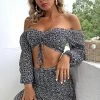 Long Sleeves Jessica Bara Joanna Black Leopard Two Piece Set