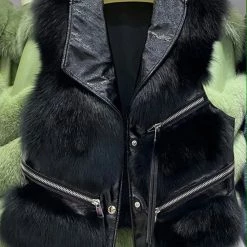 Reve Doll Essentials Jessica Bara Toby Leather & Fur Zipper Vest