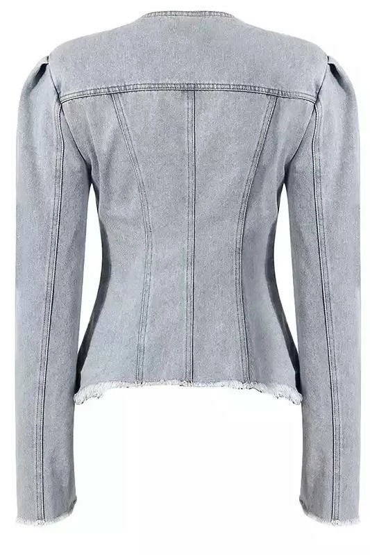 Jessica Bara Edith Fitted Denim Lace Up Top