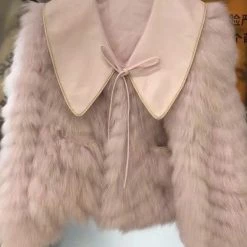 Reve Doll Essentials Jessica Bara Arlene Long Lapel Fur Bowtie Jacket