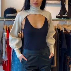 Jessica Bara Kingsley Turtleneck Knit Extreme Crop Top Kelsey Adams