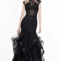 Colors Dress High Neck Ruffled Trumpet Gown The Event Shop