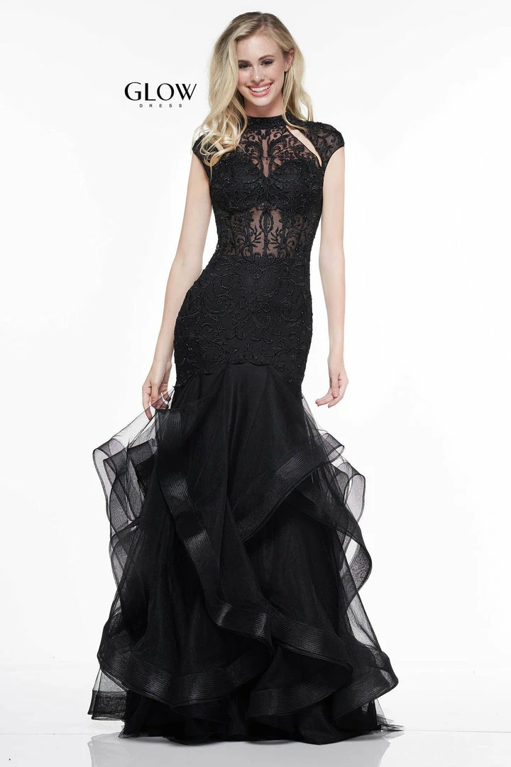 Colors Dress High Neck Ruffled Trumpet Gown The Event Shop