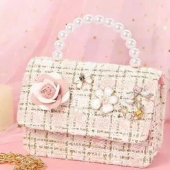 Jessica Bara Twyla Tweed And Pearl Micro Crossbody Bag