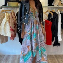 Kareena Maldives Halter Neck Embellished Maxi Dress