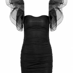 Jessica Bara Fallon Puff Sleeve Ruched Mini Dress Influencer Style