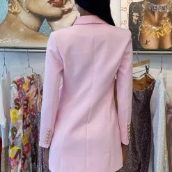 Jessica Bara Blakely Double Breasted Gold Button Blazer Dress