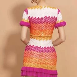 Influencer Style Jessica Bara Aura Striped Mini Dress With Matching Headband