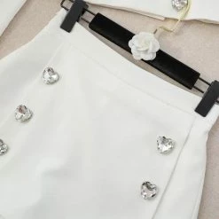 Reve Doll Essentials Jessica Bara Lilyana Heart Button Crop Blazer And Skort Two Piece Set