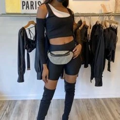 Reve Doll Essentials Jessica Bara Adriel Cut Out Long Sleeve Crop Top