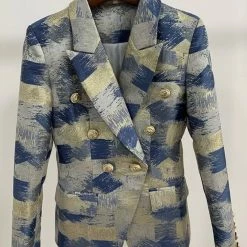 Reve Doll Essentials Jessica Bara Donatella Color Block Jacquard Blazer