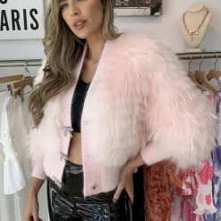 Jessica Bara Dolores Bow Button Fur Jacket Influencer Style