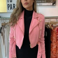 Jessica Bara Cosima Gold Button Denim Jacket