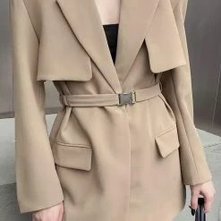 Jessica Bara Larza Long Lapel Belted Jacket