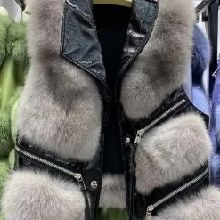 Reve Doll Essentials Jessica Bara Toby Leather & Fur Zipper Vest