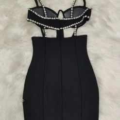 Jessica Bara Estefania Crystal Cut Out Mini Dress Birthday Suit