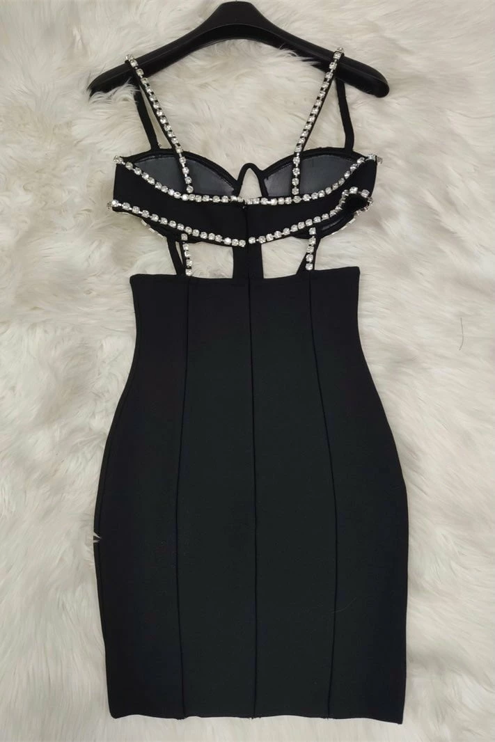 Jessica Bara Estefania Crystal Cut Out Mini Dress Birthday Suit