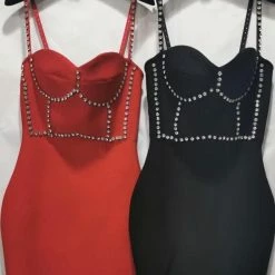 Jessica Bara Renata Bandage Crystal Beaded Mini Dress Birthday Suit