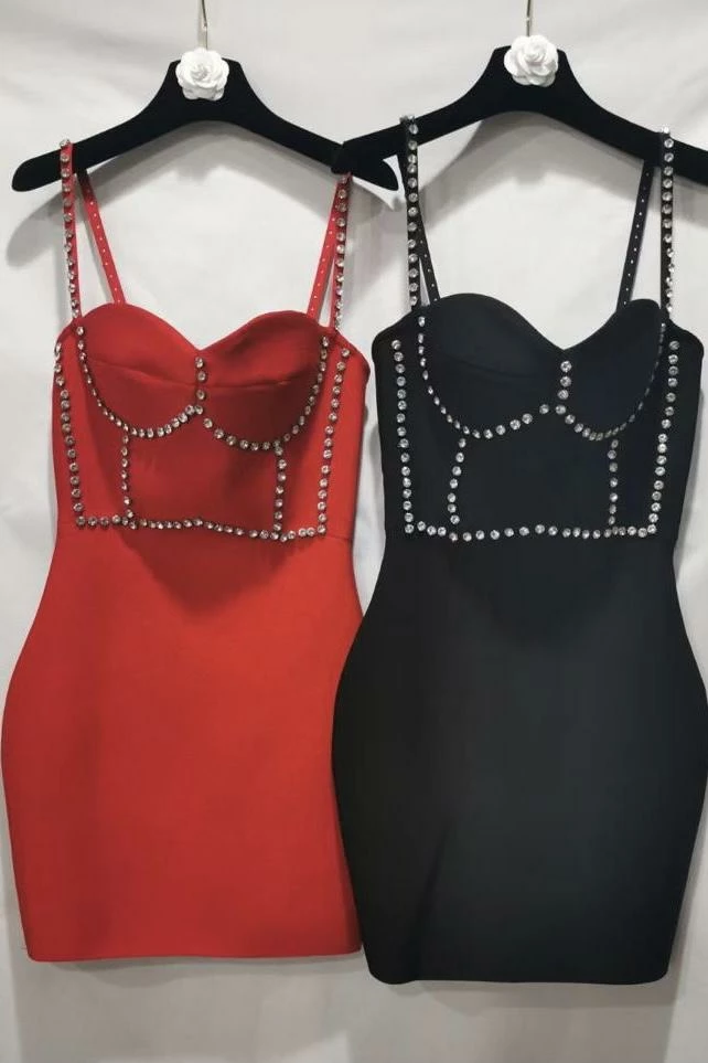 Jessica Bara Renata Bandage Crystal Beaded Mini Dress Birthday Suit