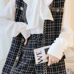 Jessica Bara Brinley Plaid Vest Blouse And Shorts Three Piece Set The 9-5 Shop