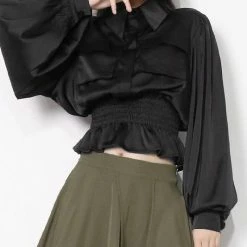 Reve Doll Essentials Jessica Bara Kris Long Sleeve Silk Blouse