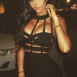 Jessica Bara Dona Bondage Halter Dress