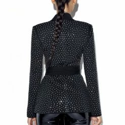 Jessica Bara Mackenna Rhinestone Belted Blazer Birthday Suit