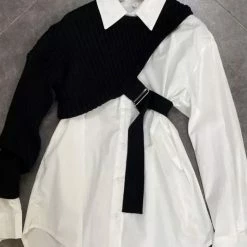 Jessica Bara Maeve Long Sleeve Knitted Button Down Shirt