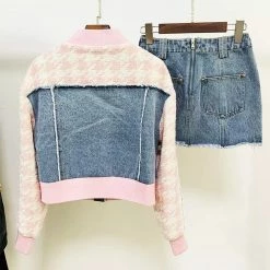 Jessica Bara Deana Patchwork Jacket And Skirt Two Piece Set