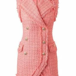 Jessica Bara Sandrine Tweed Gold Button Mini Dress