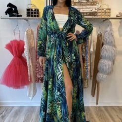 Jessica Bara Carter Tropical Print Maxi Romper Influencer Style