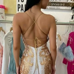 Baccio Couture Baccio Alis Strappy Back Sequin Mini Dress