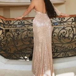 Jessica Bara Masika One Shoulder Sequin Long Dress