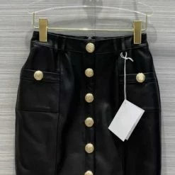 Jessica Bara Arthur Leather Gold Button Mini Skirt