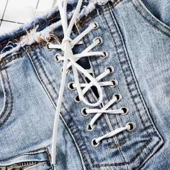 Jessica Bara Queenie Lace Up Denim Shorts The Denim Destination